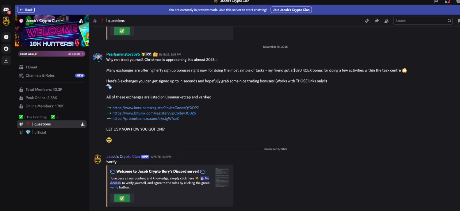 Jacob's Crypto Clan - Best Crypto Discord Servers