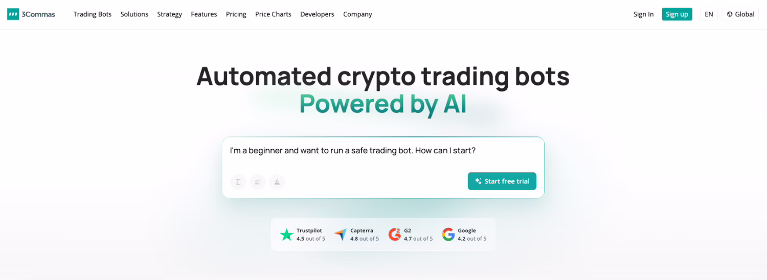 One of the best crypto trading bots - 3Commas