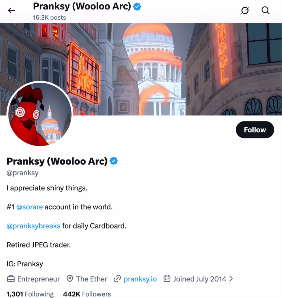 Pranksy -Top NFT Influencers on Twitter