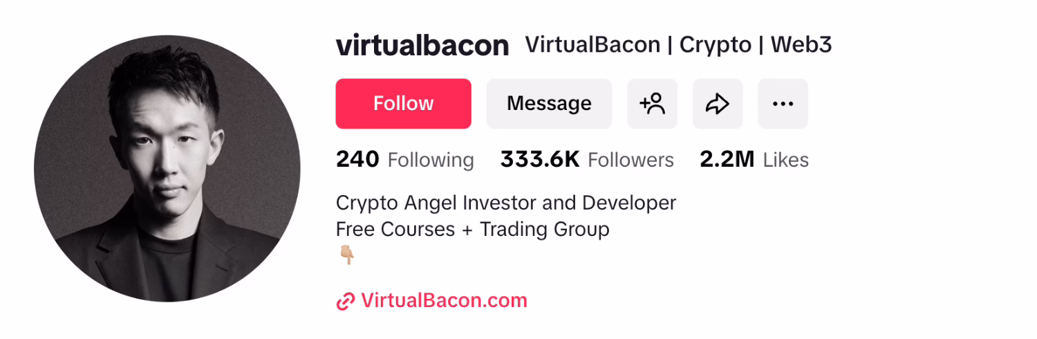 Virtual Bacon- Best TikTok Crypto Influencer